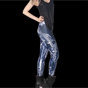 *Rare* BLACKMILK Ressurection Skeleton Leggings - Blue - Discontinued OG Style